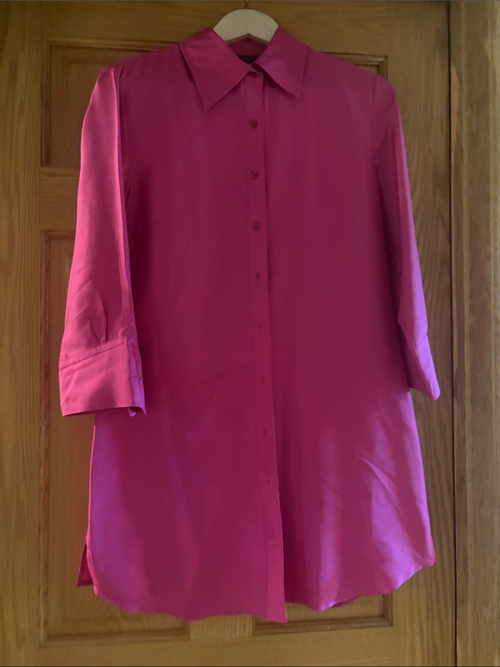 Twiggy London Vintage silk button-down tunic - Magenta